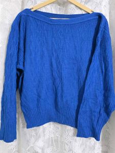 Cobalt Blue Cable Knit Sweater
