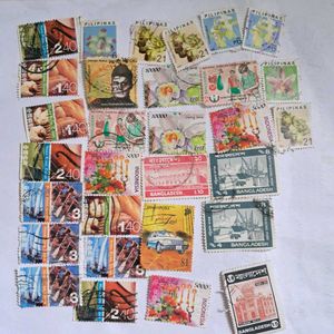 30 Vintage Asian countries Stamp