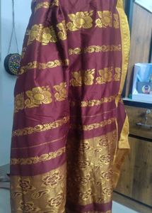 Elegant Maroon &amp; Golden Saree