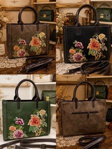 Vintage Embroidered Floral Satchel Handbag