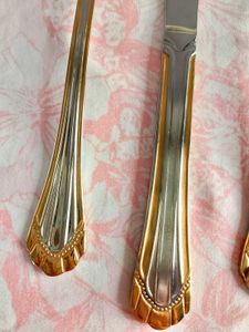 Gold Trimmed Cutlery Set Stainless Steel