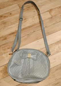 Gray Crossbody Bag with Bow