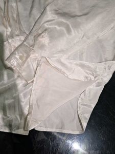 Cream Silk Blend Button-Up Blouse