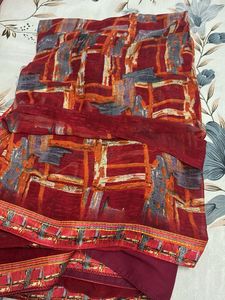 Vibrant Abstract Print Saree