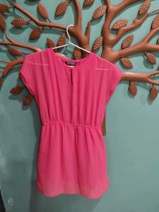Bright Pink Chiffon Tunic Top