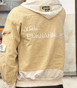 Beige Hooded Casual Jacket