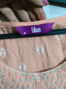 libas Peach Embroidered Kurta