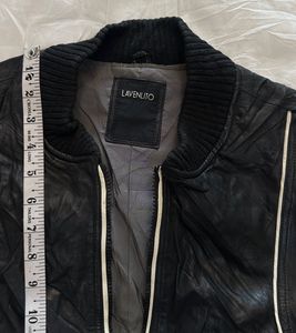 Men's Black Leather Bomber Jacket