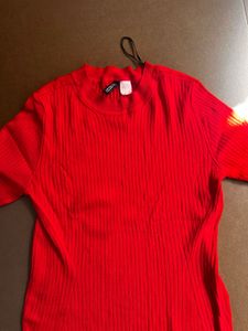 Ribbed Red Top