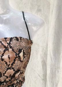 Snakeskin Print Strapless Wrap Top