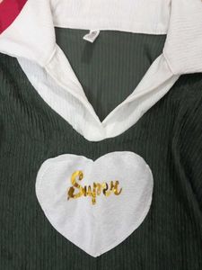 Chic Black and White Heart Top
