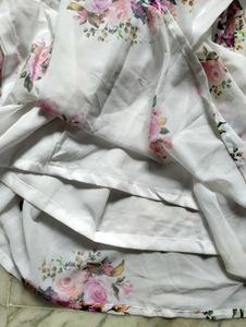 White Floral Chiffon Maxi Skirt
