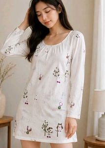 Sleepy Owl Cotton blend kurti🦉✨