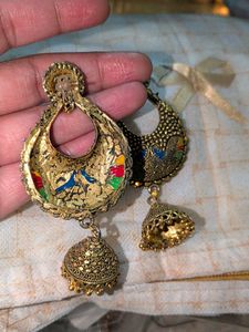 Boho Peacock Jhumka Earrings