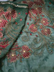 Embroidered Green Saree with Sequins