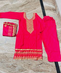 Vibrant Pink Embroidered Kurta Set