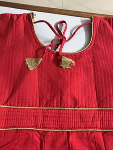 Red &amp; Gold Embroidered anarkali suit set
