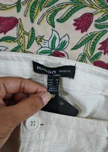 MANGO Chic Cream Linen Shorts
