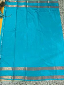 Vibrant Yellow &amp; Teal Saree