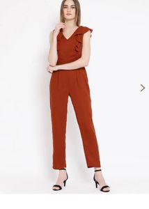 Chic Rust Ruffle Jumpsuit