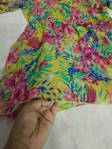 Chic Yellow Floral Bell Sleeve Top