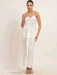 White Ruched Maxi Dress