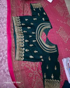 Elegant Green Saree with Gold Border