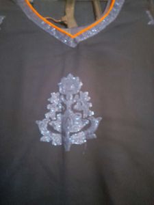 Stylish Blue Kurta with Orange Border and lining
