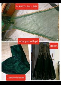 Designer Gown 🔥❤️ Green Velvet mehendi dress