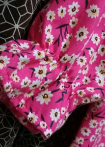 Chic Pink Floral Blouse with Tie-Up Neck