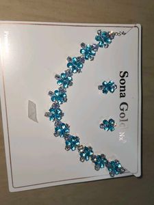 Stunning Blue Flower Jewelry Set