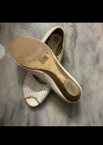 White Perforated Ballet Flats