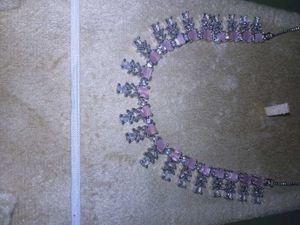 Elegant Pink Stone Necklace Set