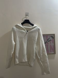 Cozy White Half-Zip Sweater