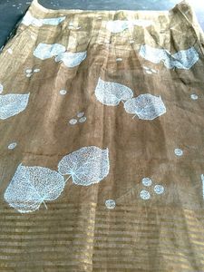 Khaki Batik Print Saree