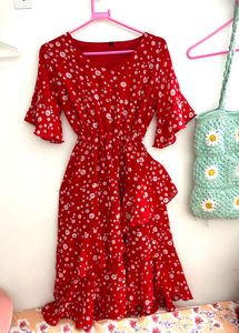 Stylish Red Polka Dots Dress | Size S