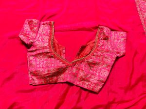 Vibrant Pink Embroidered Saree with Blouse
