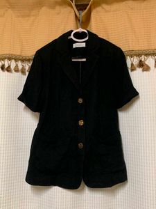 Chic Black Short Sleeve Blazer