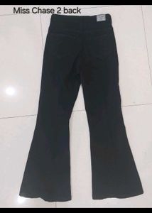 Black stretch flared denim jeans pants