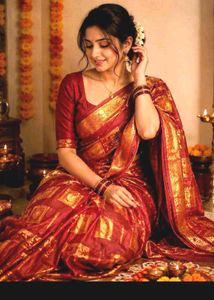 Elegant Red & Gold Silk Saree