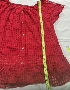 Chic Red Lace Off-Shoulder Top