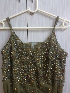 Olive Sequin Bodysuit Top