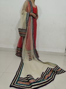 Red heavy Embroidered Lehenga and Duppata Only