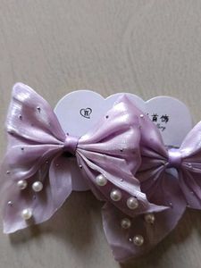 Cute Lilac Bow Hair Clips