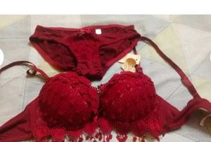 Women's Honeymoon Hot Lacy Red Bra &amp; Panty Set