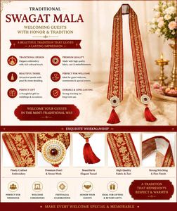 Traditional Swagat Mala - Red &amp; Gold