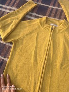 Madame Mustard Yellow Knit Zip-Up Cardigan