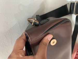 Brown Crossbody Bag with Black Strap