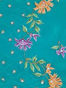 Teal Embroidered Saree