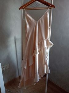 45 H&amp;M Flounced satin Slip dress